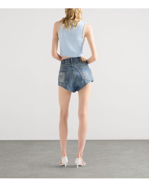 Prada Blue Cotton Bouclé Charm Crop Top
