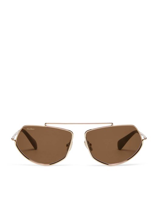 Max Mara Brown Metal Square Sunglasses