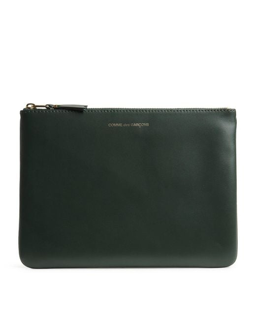 Comme des Garçons Green Large Leather Pouch for men