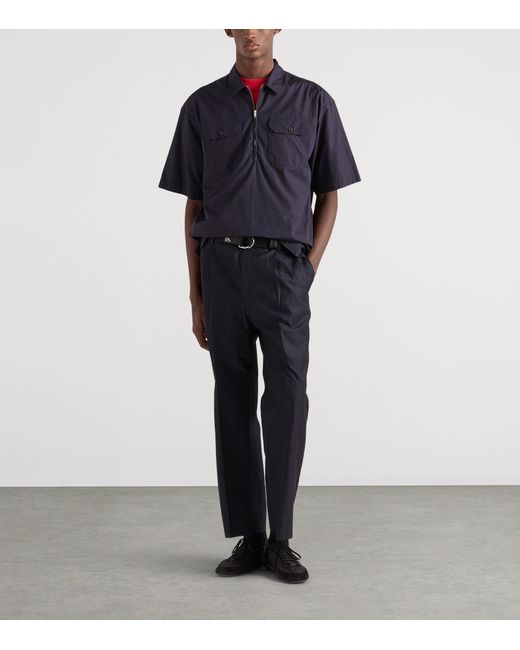 Prada Blue Cotton Bowling Shirt for men