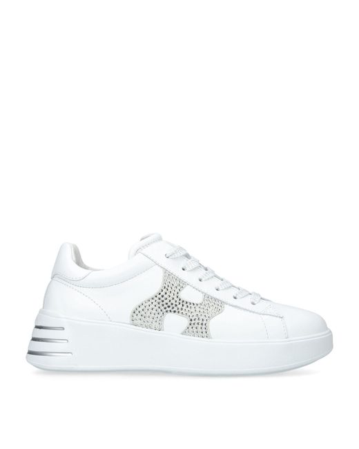 Hogan White Leather Rebel Crystal-embellished Sneakers