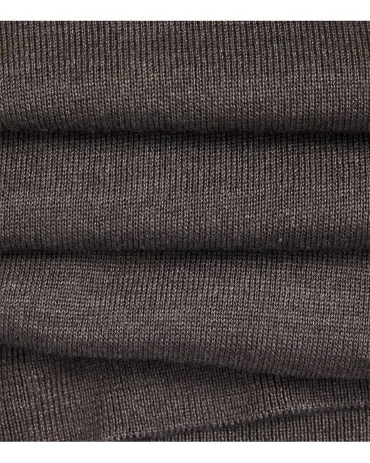 Pal Zileri Gray Wool-Silk Long-Sleeved Polo Shirt for men