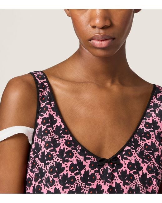 Miu Miu Purple Silk Floral Print Mini Dress