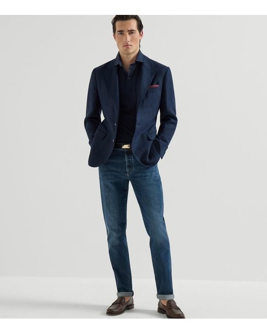 Brunello Cucinelli Blue Stretch-Cotton Slim Jeans for men
