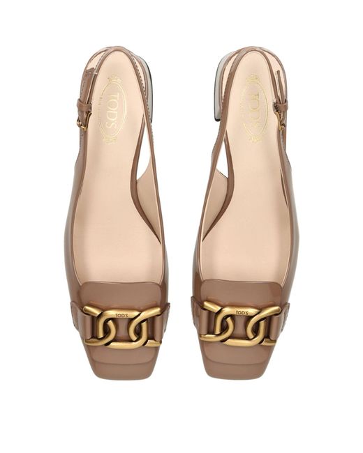 Tod's Brown Leather Kate Slingback Pumps 50