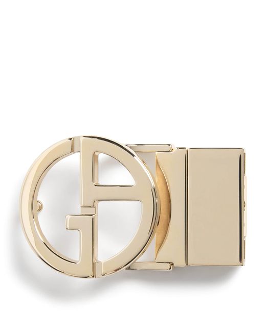 Giorgio Armani Men's Natural Palladium-Plated Ga Logo Belt Buckle