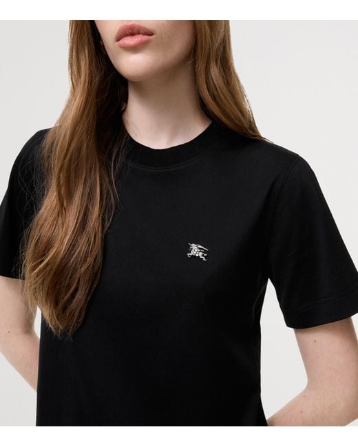 Burberry Black Cotton Embellished Ekd T-Shirt
