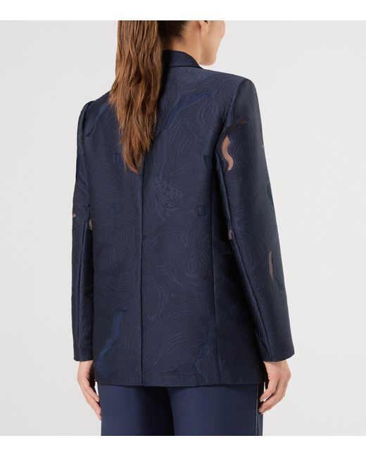 Marina Rinaldi Blue Floral Jacquard Blazer