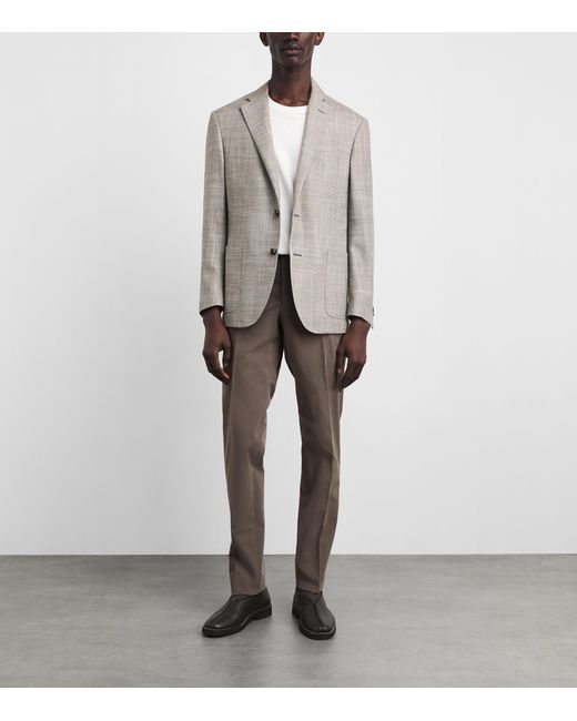 Corneliani Gray Stretch-Cotton-Cashmere Trousers for men