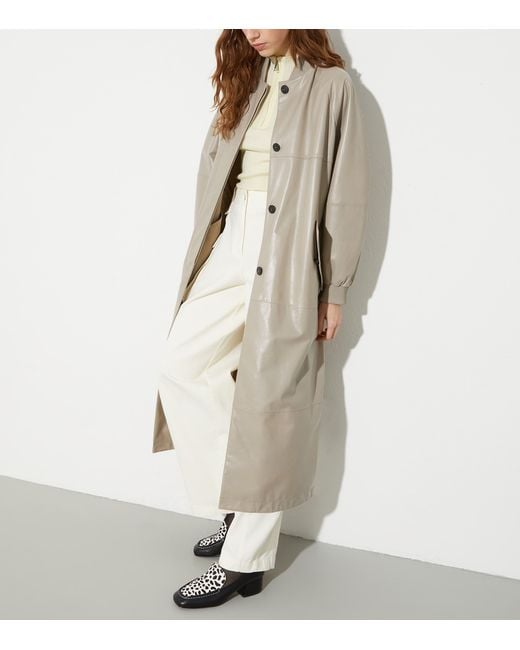 MAX&Co. Gray Leather Trench Coat