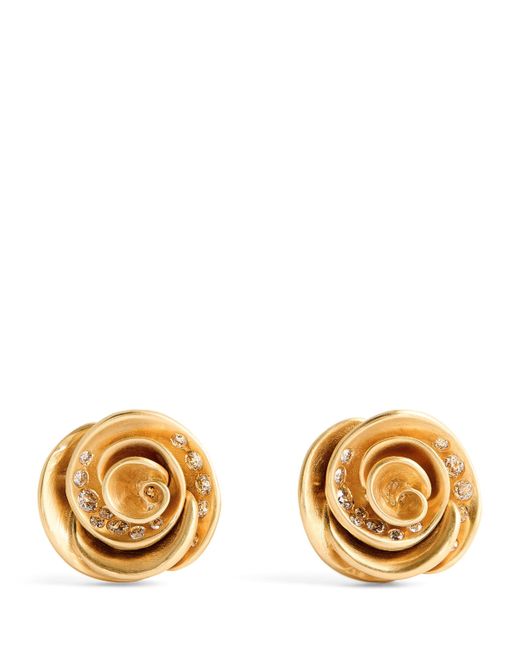 Nada Ghazal Metallic And Diamond Pop Of Hope Rose Stud Earrings