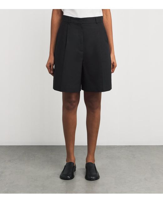 Weekend by Maxmara Black Cotton-Linen Shorts