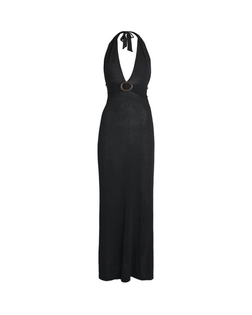 Away That Day Black Halterneck Mozambique Maxi Dress
