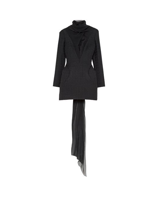 McQueen Black Tweed Tie-Neck Mini Dress