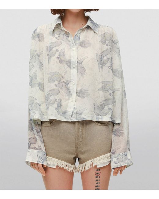 Loewe Gray X Paula's Ibiza Bird Print Trapeze Shirt