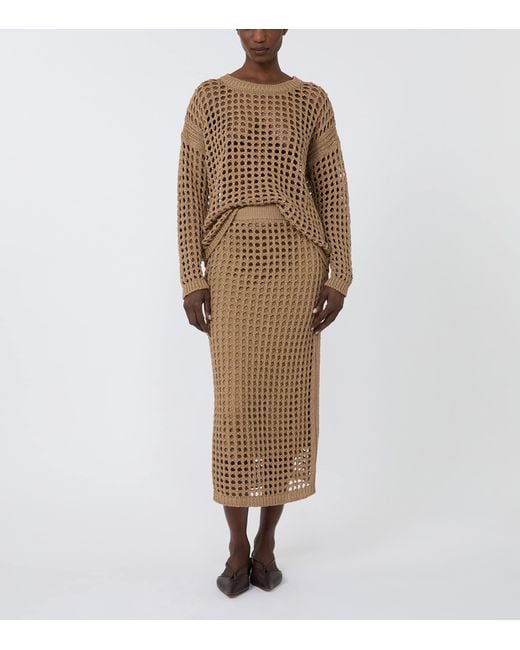 Max Mara Natural Cotton Open-Knit Sweater