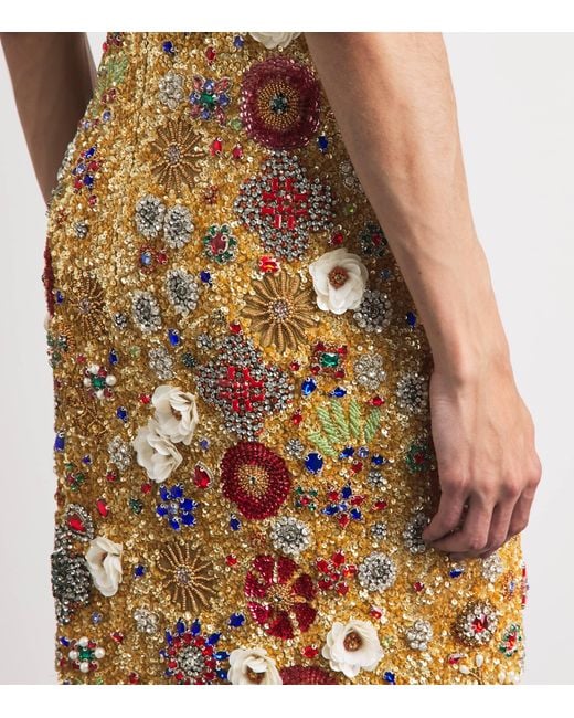 Rachel Gilbert Metallic Embellished Francesca Midi Dress