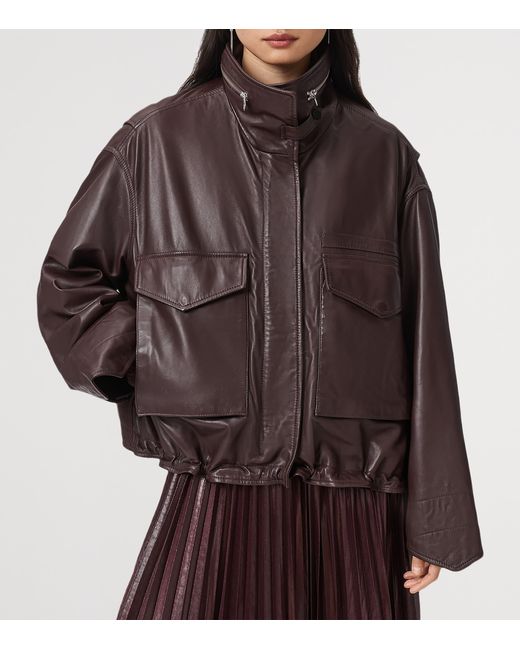AllSaints Brown Clay Leather Jacket