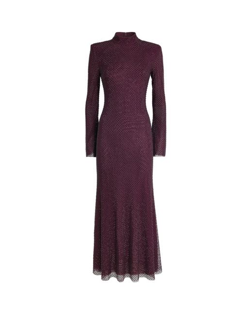 Self-Portrait Purple Rhinestone-Embellished Maxi Dress
