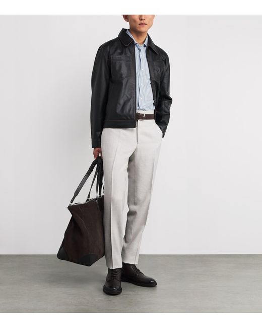 Isaia Blue Cotton-Cashmere Shirt for men