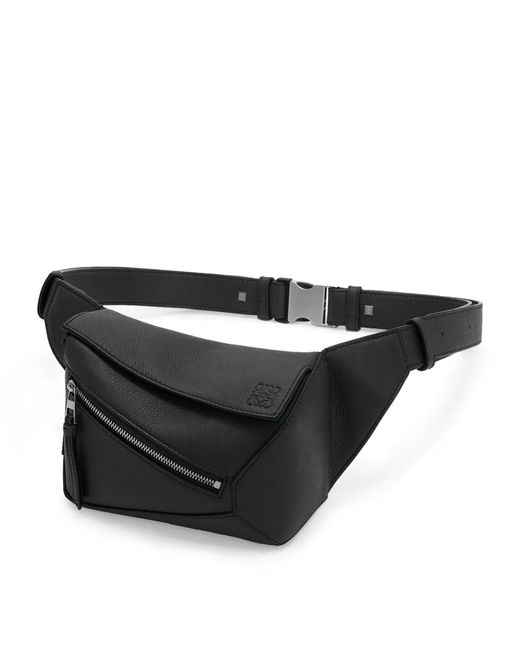 Loewe Black Mini Leather Puzzle Edge Belt Bag for men