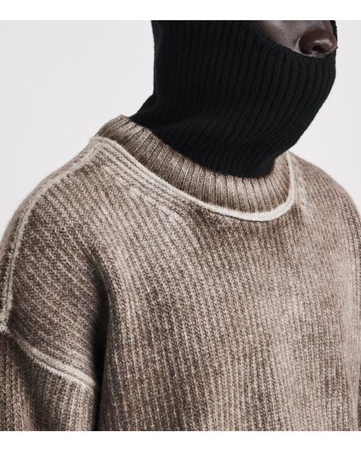Represent Brown Wool Distressed Sweater for men