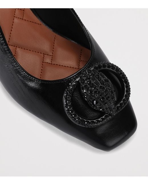 Kurt Geiger Black Leather Chelsea Slingback Block Heels