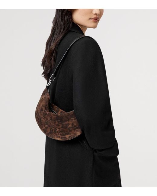 AllSaints Brown Micro Suede Luna Leppo Shoulder Bag