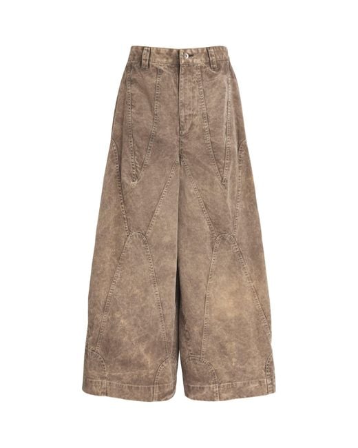 IM MEN Brown Cotton Elements Wide-Leg Trousers for men