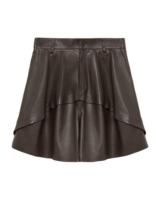 Loewe Brown Nappa Leather Longline Shorts