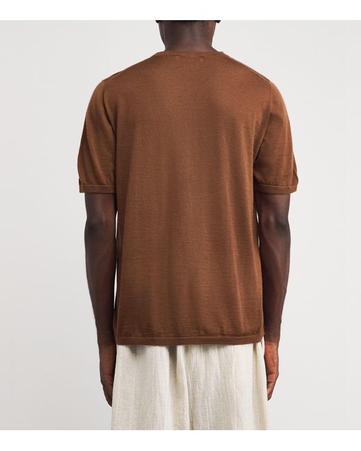 Johnstons Brown Superfine Cashmere T-Shirt for men