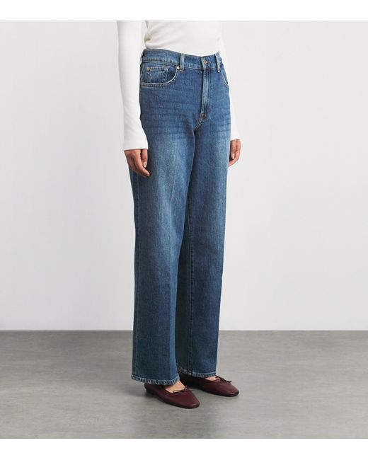 7 For All Mankind Blue Stovepipe Straight Jeans