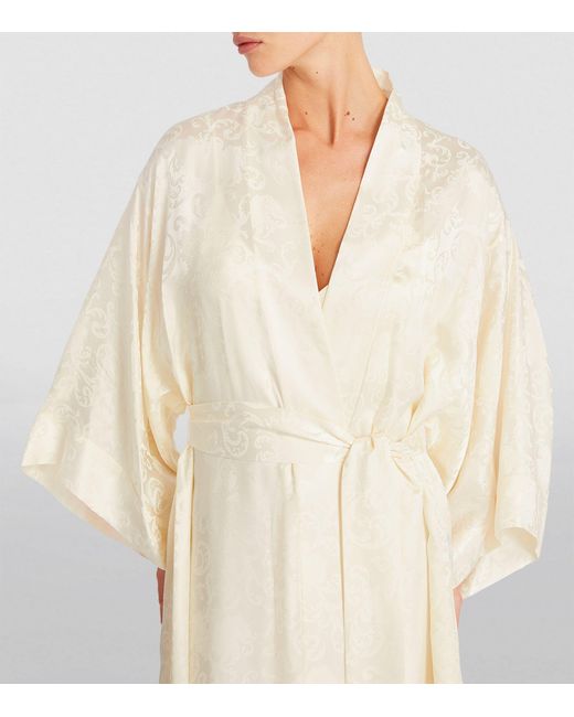Natori White Silk-blend Jacquard Ines Robe