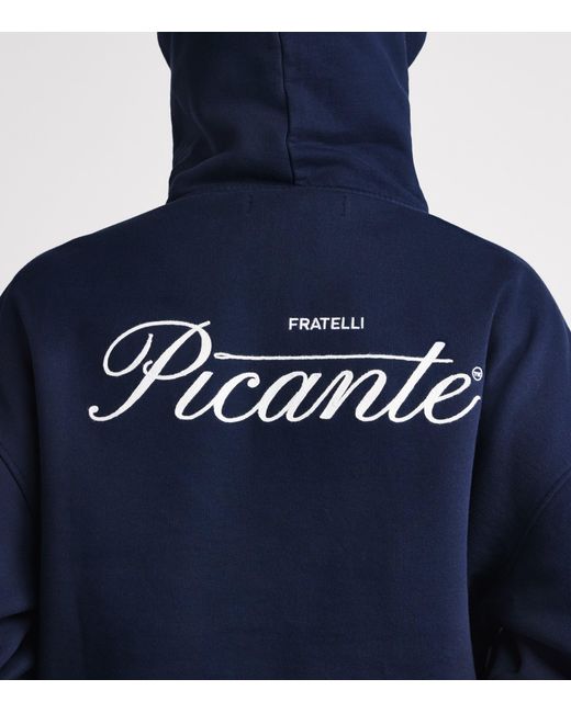 Picante Blue Organic Cotton Tailor Logo Hoodie for men