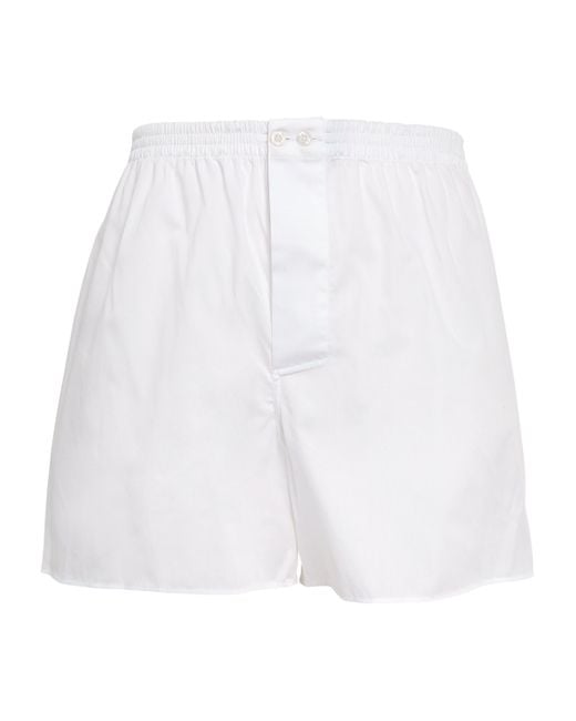Zimmerli of Switzerland White Cotton Woven Boxers for men
