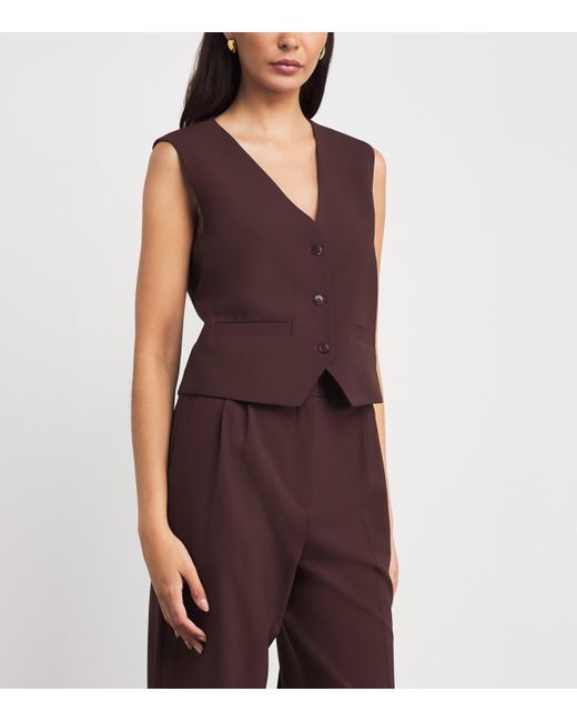 Maje Brown Wool-Blend Waistcoat