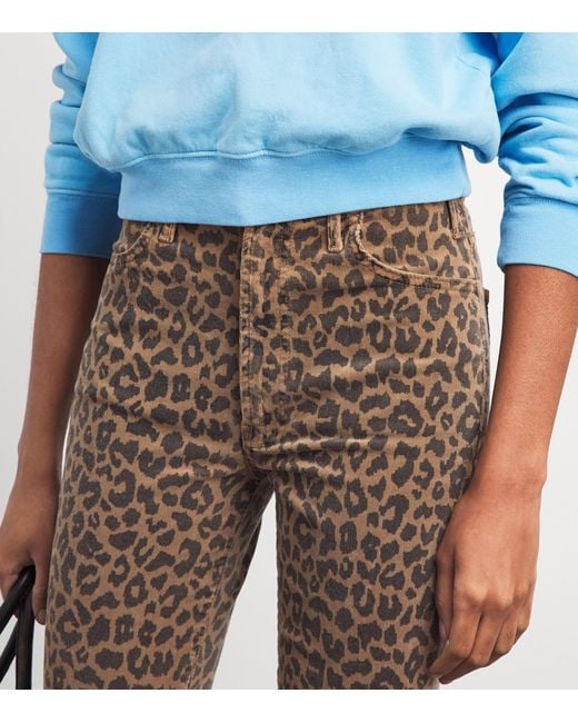 Mother Brown Cheetah Print The Hustler Flood Flared Jeans