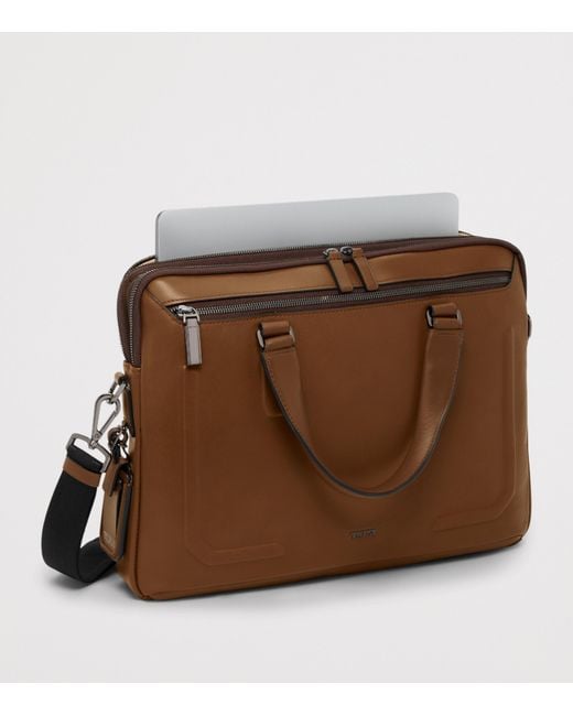 Tumi Brown Leather Harrison Briefcase for men