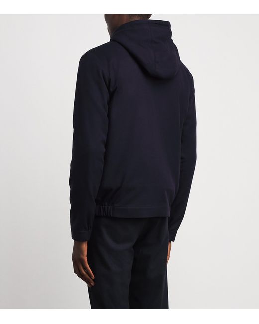 Colombo Blue Wool Zip-Up Hoodie for men
