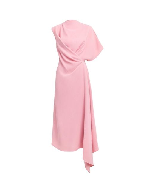 Roksanda Pink Crepe One-Shoulder Elva Midi Dress