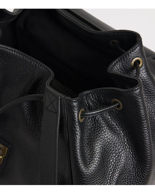 Emporio Armani Black Pebbled Leather Backpack for men