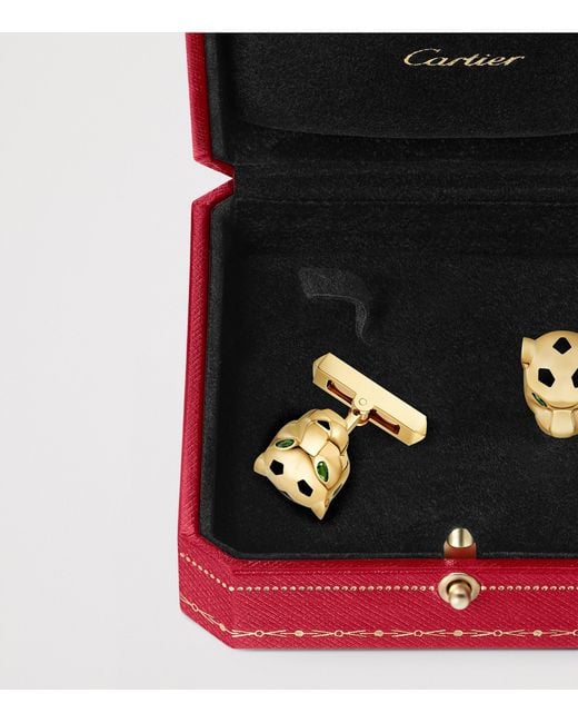 Cartier Metallic Tsavorite And Lacquer Panthère De Cufflinks for men