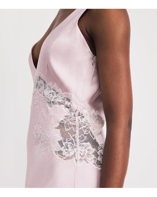 Bocan Pink Lace-Trim Beatrice Slip Dress