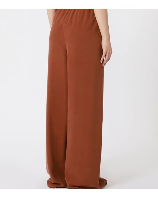 Max Mara Brown Silk Wide-Leg Trousers