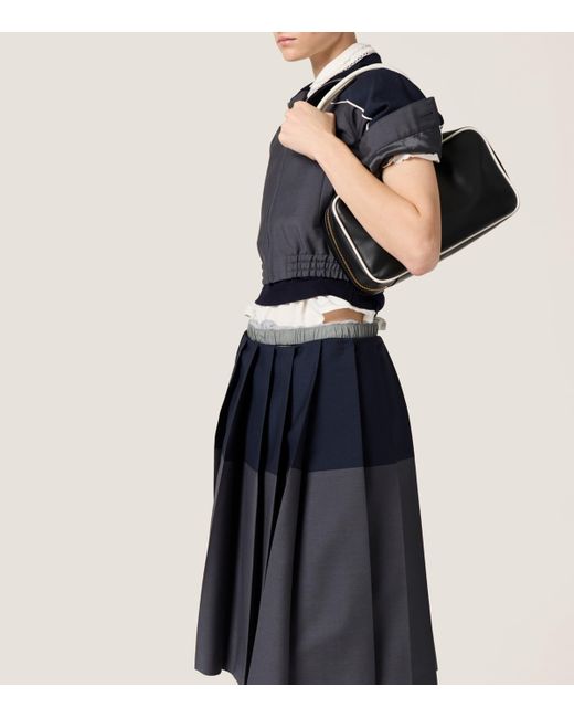 関税込【MiuMiu】Pleated wool and mohair midi skirt Miu Miu Mohair-Wool Pleated Midi Skirt in Blue | Lyst Canada
