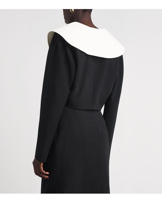 Alessandra Rich Black Virgin Wool-Blend Cropped Blazer