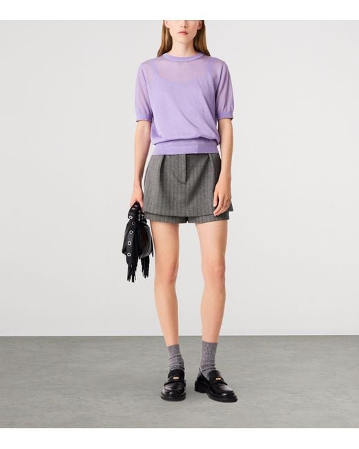 Maje Purple Knit T-Shirt And Cami Top Set