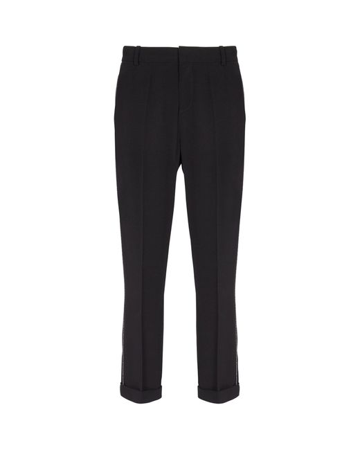 Balmain Black Rhinestone-embellished Tailored Trousers for men