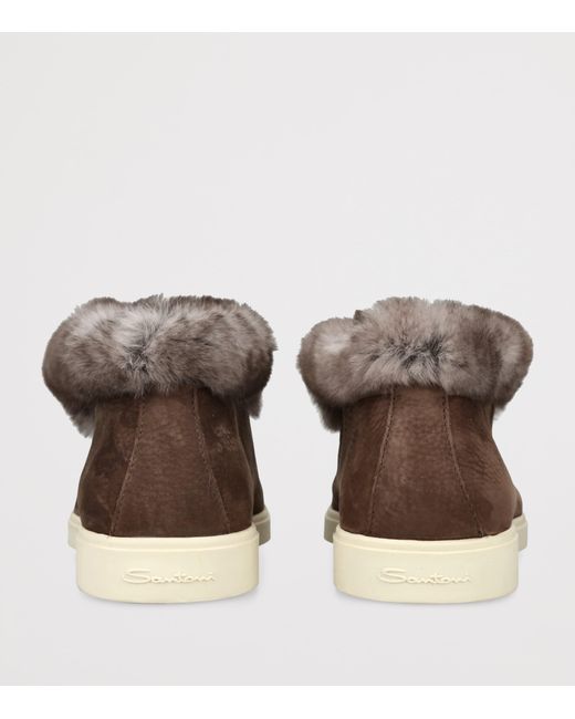 Santoni Brown Suede Hadeel Ankle Boots