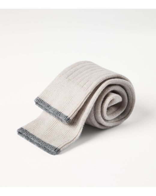 Brunello Cucinelli White Cashmere Ribbed Socks for men
